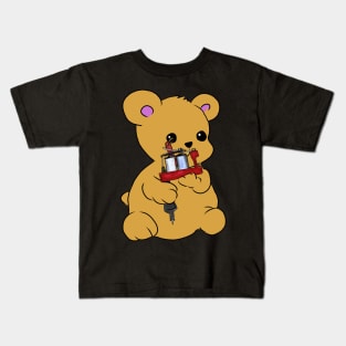 Kawaii Teddy Bear with a bulldog Tattoo machine Kids T-Shirt